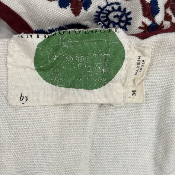 Anthropologie Size M Greenwich White Purple 100% Cotton Embroidered Jacket Aztec - Picture 3 of 6